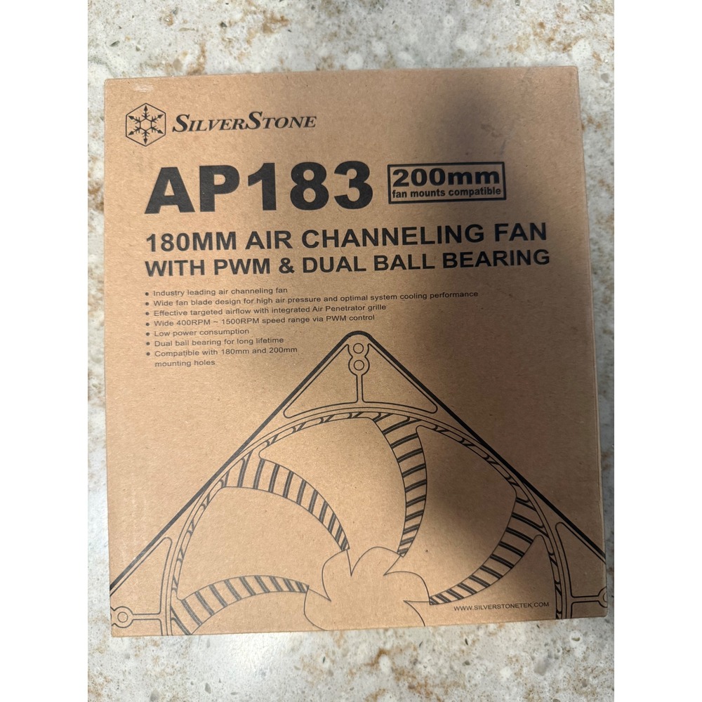 SilverStone AP183 180mm Air Channeling Fan PWM Dual Ball Bearing SST-AP183 Black